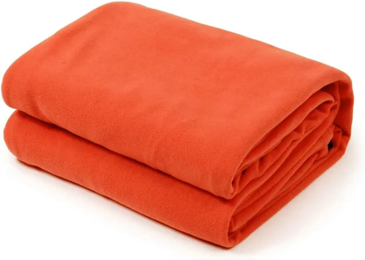 Sleeping Bag Ultra-Light Polar Fleece Sleeping Bag for Outdoor Camping Tent Bed Use,Travel Warm Sleeping Bag Liner Lightweight(Doblue Orange)