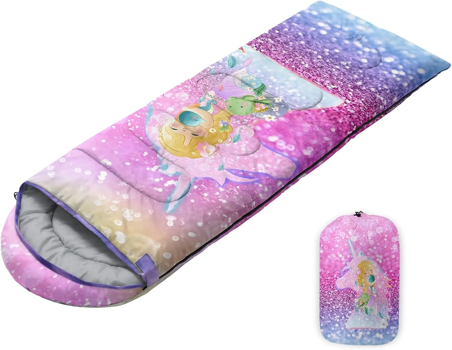 Sleeping Bags for Adults Youth Kids,3D printing Camping Sleeping Bag for Girls Boys Lightweight Waterproof Cold/Warm Weather Sleeping Bag for 3 Seasons
