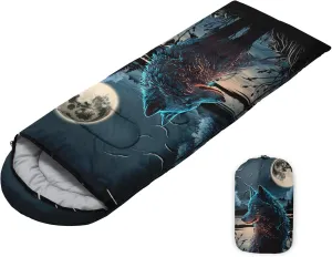 Sleeping Bags for Adults Youth Kids,3D Printing Camping Sleeping Bag for Girls Boys Lightweight Waterproof Cold/Warm Weather Sleeping Bag for 3 Seasons