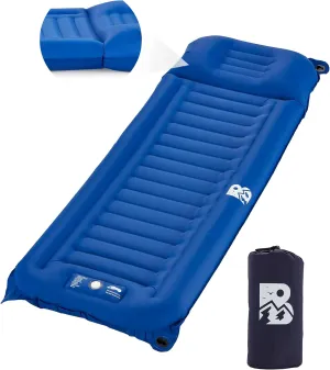 Sleeping Pad for Camping 6 Inches Thick Self Inflatable Ultra Lightweight Sleep Mat with Built-in Pillow ＆ Pump Compact for Backpacking Hiking Tent Travel w/Carrying Bag 77.5''LX27''W, Blue