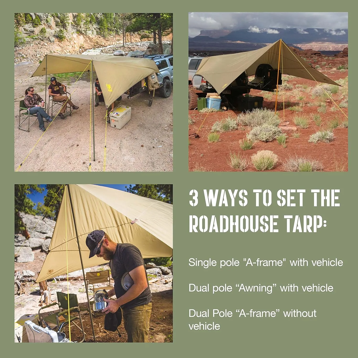 Slumberjack SJK Roadhouse Tarp, Hunting Camping & Overland Shelter Protects from Rain & Sun (Khaki)