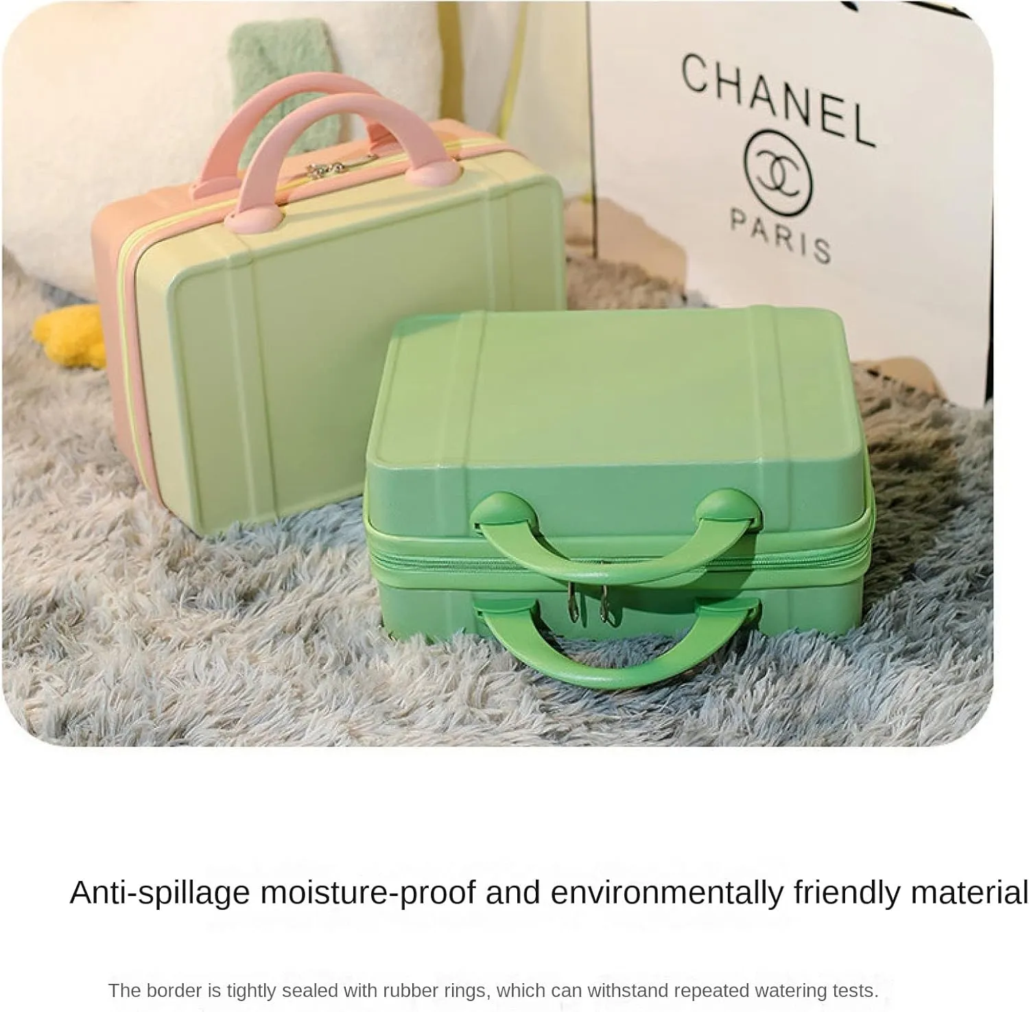 Small fresh suitcase luggage small lightweight retro cosmetic case 14 inch travel case(Apple green,14 inches)