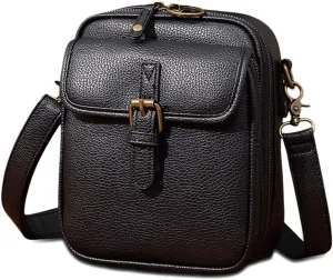 Small Lightweight Crossbody Leather Bag, Retro Adjustable Strap Double-Layer Large Capacity small Crossbody Bags for Women