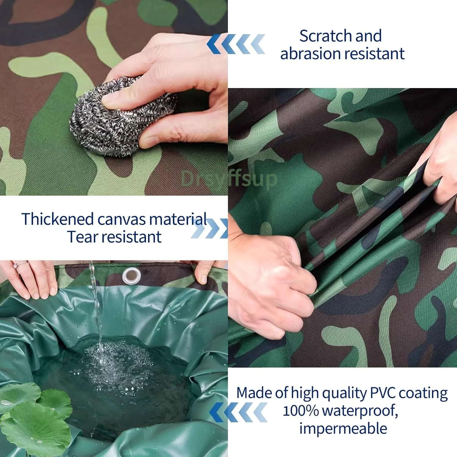 Small Multipurpose Cover, 450g/m² Heavy Duty Canvas Tarp Ground Sheet with Reinforced Grommets - Multipurpose Tarp Cover for Outdoor - Green Camouflage(1.2x1.8m)