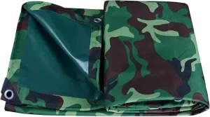 Small Multipurpose Cover, 450g/m² Heavy Duty Canvas Tarp Ground Sheet with Reinforced Grommets - Multipurpose Tarp Cover for Outdoor - Green Camouflage(1.2x1.8m)