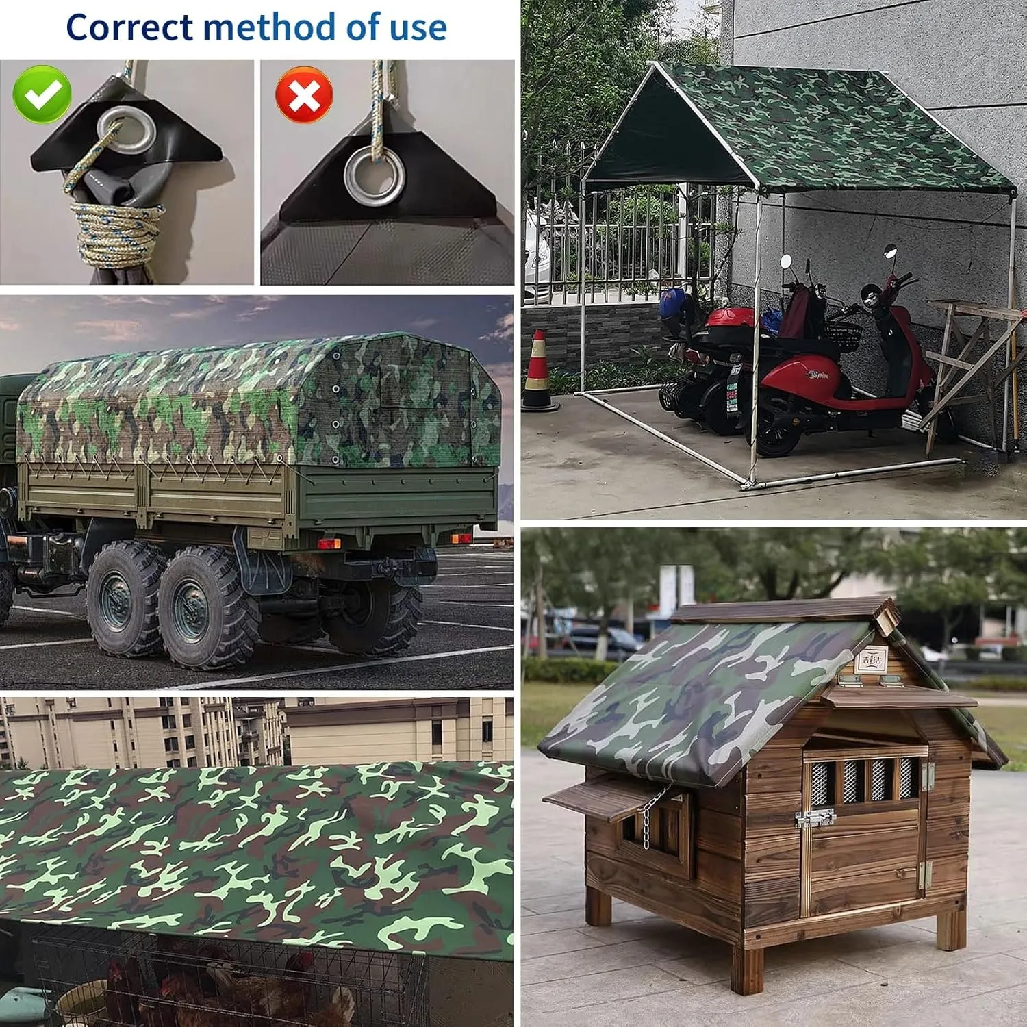 Small Multipurpose Cover, 450g/m² Heavy Duty Canvas Tarp Ground Sheet with Reinforced Grommets - Multipurpose Tarp Cover for Outdoor - Green Camouflage(1.2x1.8m)