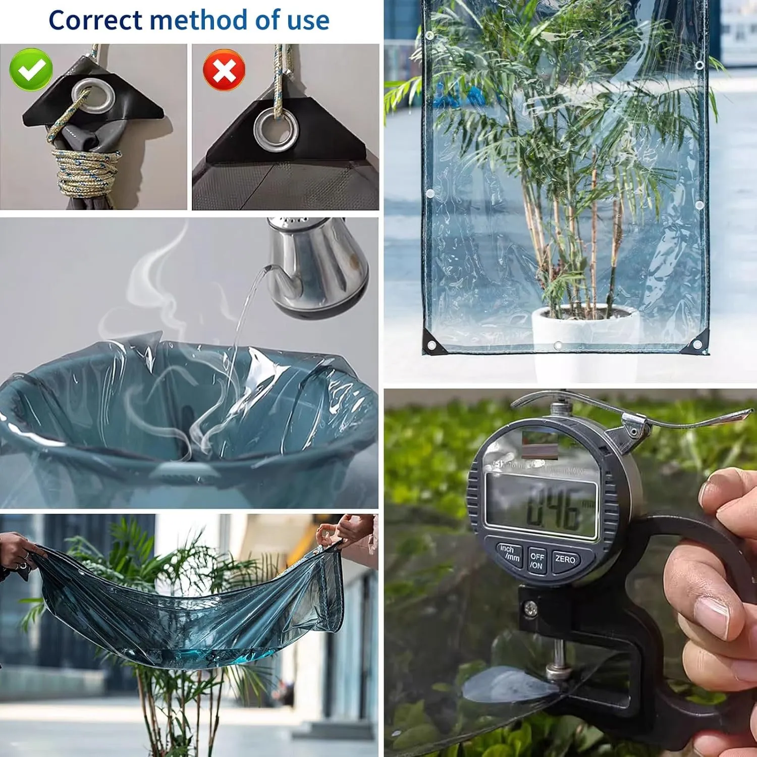 Small Multipurpose Cover, Clear PVC Tarp Heavy Duty Cover 0.45mm Thick, Grommet Every 50cm, s for Verandahs, Plant, Garden, Chicken, Patio(1x1.5m)