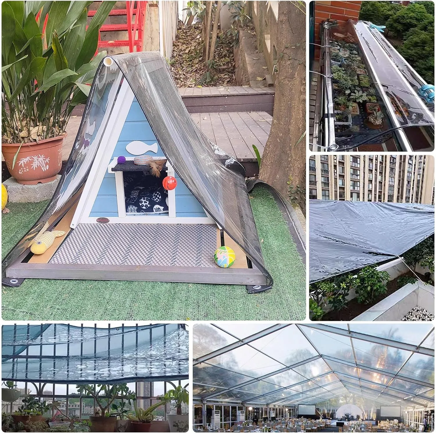 Small Multipurpose Cover, Clear PVC Tarp Heavy Duty Cover 0.45mm Thick, Grommet Every 50cm, s for Verandahs, Plant, Garden, Chicken, Patio(1x1.5m)