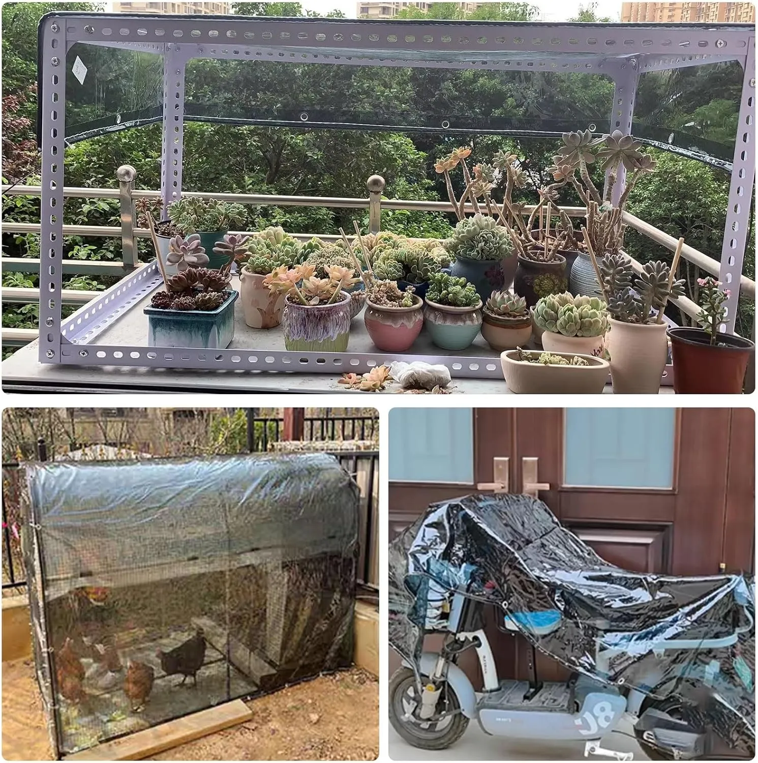 Small Multipurpose Cover, Clear PVC Tarp Heavy Duty Cover 0.45mm Thick, Grommet Every 50cm, s for Verandahs, Plant, Garden, Chicken, Patio(1x1.5m)