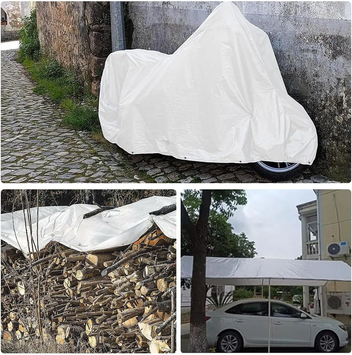 Small Multipurpose Cover, Extra Heavy Duty Cover Thicken Canvas Tarp Ground Sheet White Canopy Tent with Reinforced Grommets(1x1m)
