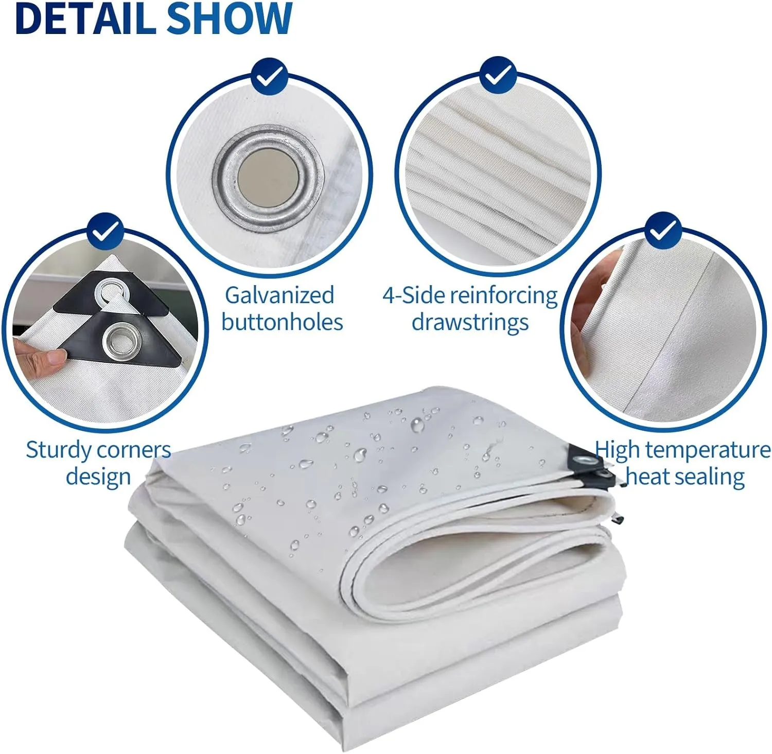 Small Multipurpose Cover, Extra Heavy Duty Cover Thicken Canvas Tarp Ground Sheet White Canopy Tent with Reinforced Grommets(1x1m)