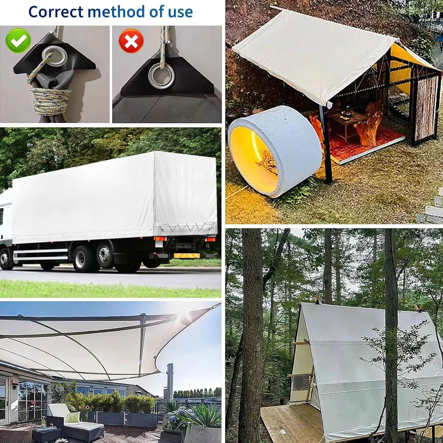 Small Multipurpose Cover, Extra Heavy Duty Cover Thicken Canvas Tarp Ground Sheet White Canopy Tent with Reinforced Grommets(1x1m)