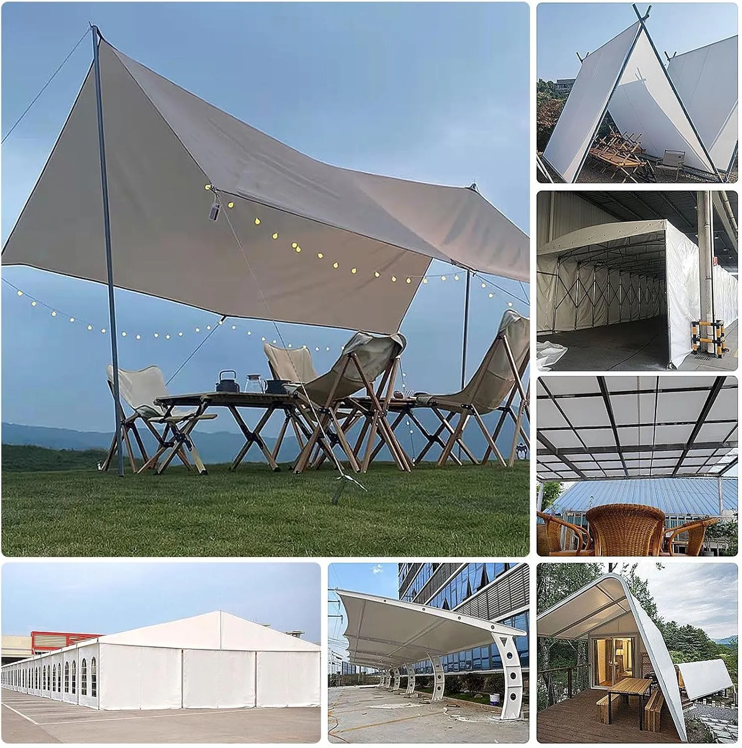 Small Multipurpose Cover, Extra Heavy Duty Cover Thicken Canvas Tarp Ground Sheet White Canopy Tent with Reinforced Grommets(1x1m)