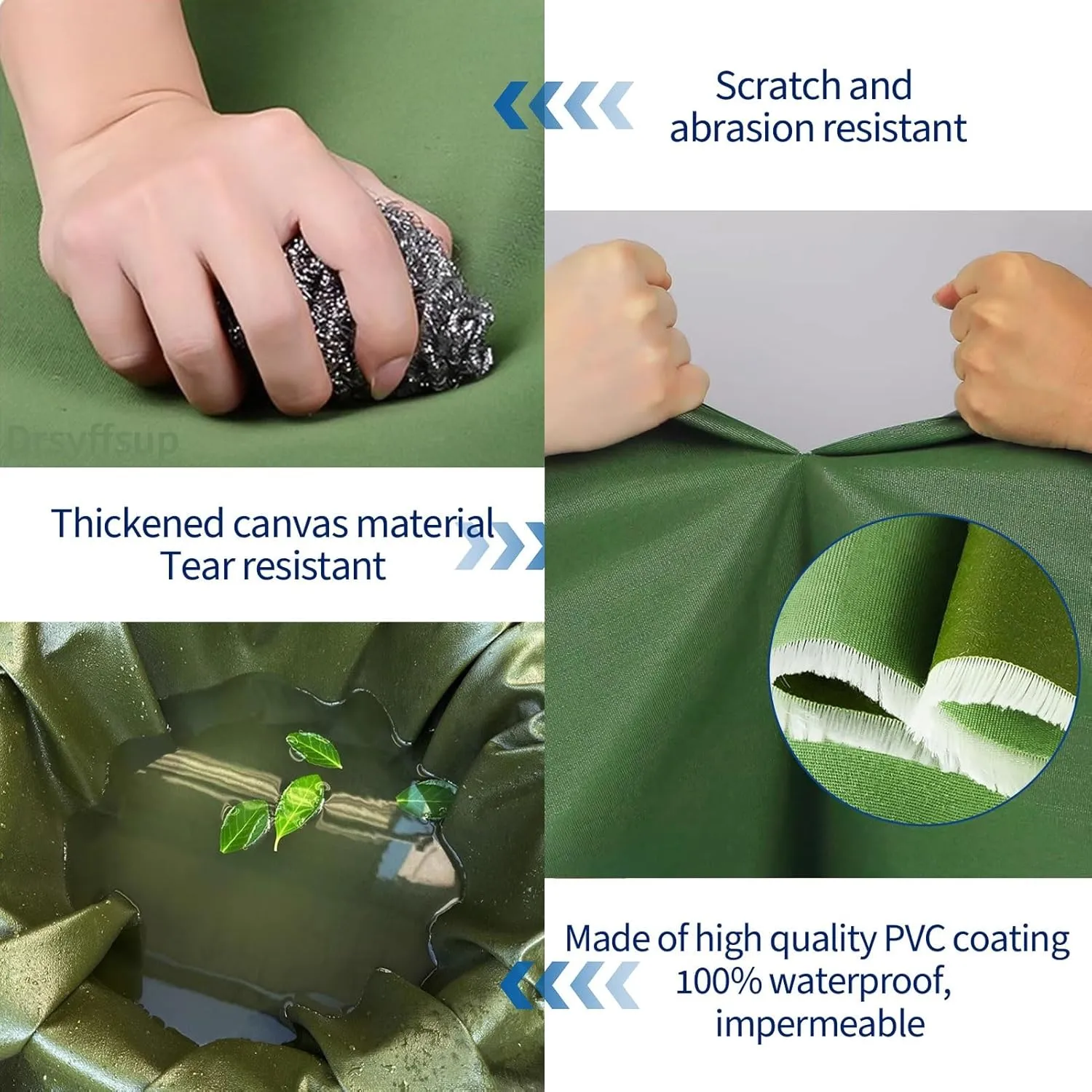 Small Multipurpose Cover, Green 600g/m² Heavy Duty Reinforced Ground Sheet Tarp Cover with Strong Eyelets, Cover for Camping Boat Car Picnic Outdoor Furniture(1.5x1.5m)