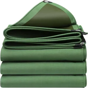 Small Multipurpose Cover, Green 600g/m² Heavy Duty Reinforced Ground Sheet Tarp Cover with Strong Eyelets, Cover for Camping Boat Car Picnic Outdoor Furniture(1.5x1.5m)