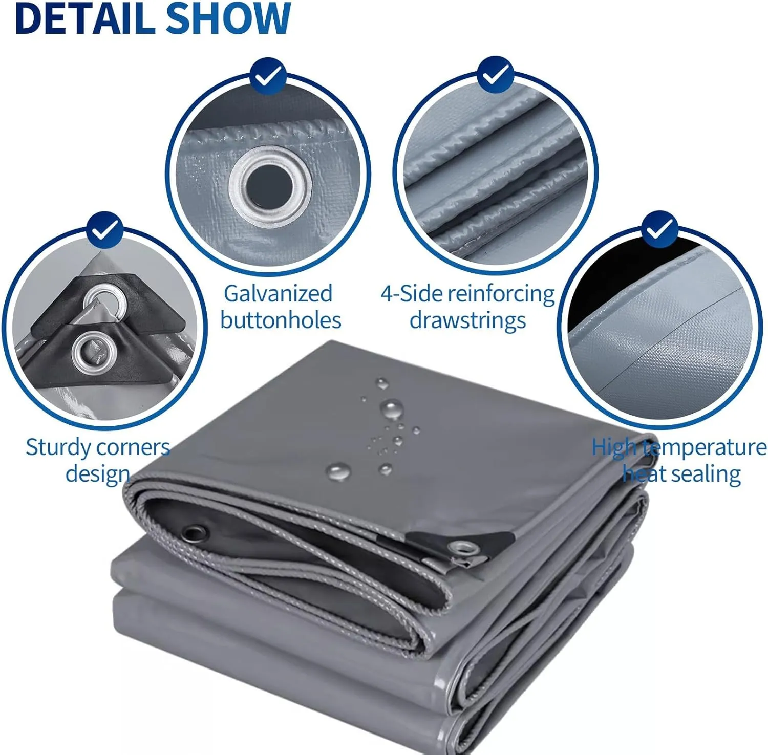 Small Multipurpose Cover, Grey Tarp Heavy Duty Double-Sided PVC Multi-Purpose Tarp Cover for Boat Log Store Roofing Sheets with Grommets and Reinforced Edges(1x300cm)