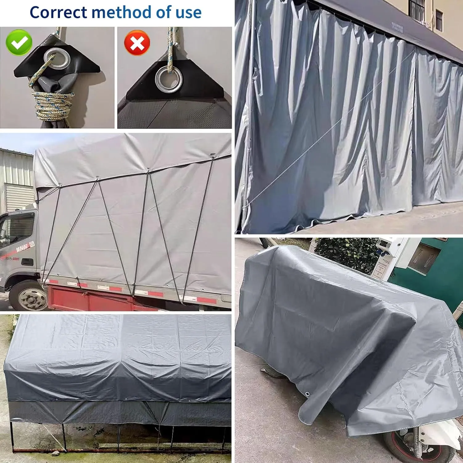 Small Multipurpose Cover, Grey Tarp Heavy Duty Double-Sided PVC Multi-Purpose Tarp Cover for Boat Log Store Roofing Sheets with Grommets and Reinforced Edges(1x300cm)