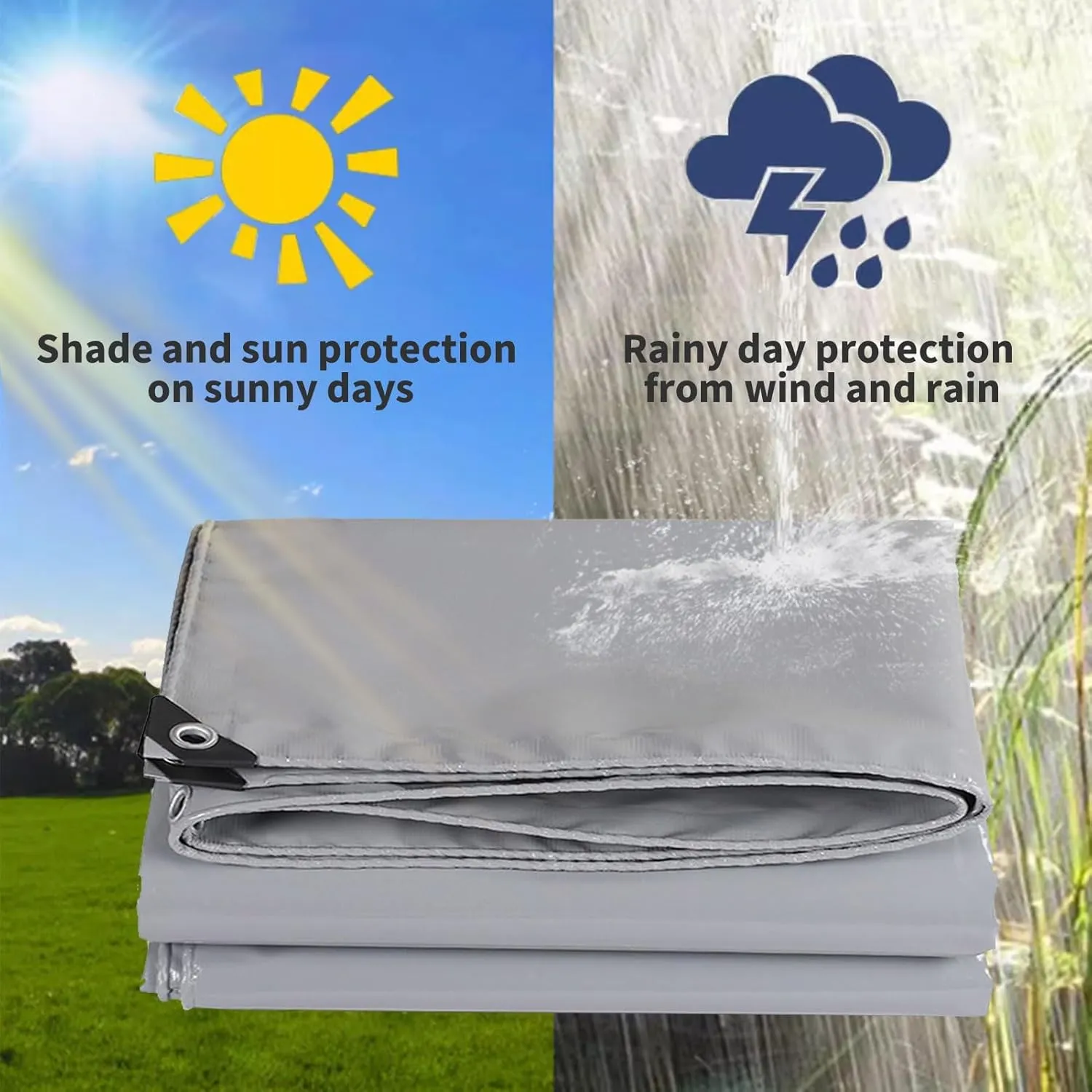 Small Multipurpose Cover, Grey Tarp Heavy Duty Double-Sided PVC Multi-Purpose Tarp Cover for Boat Log Store Roofing Sheets with Grommets and Reinforced Edges(1x300cm)