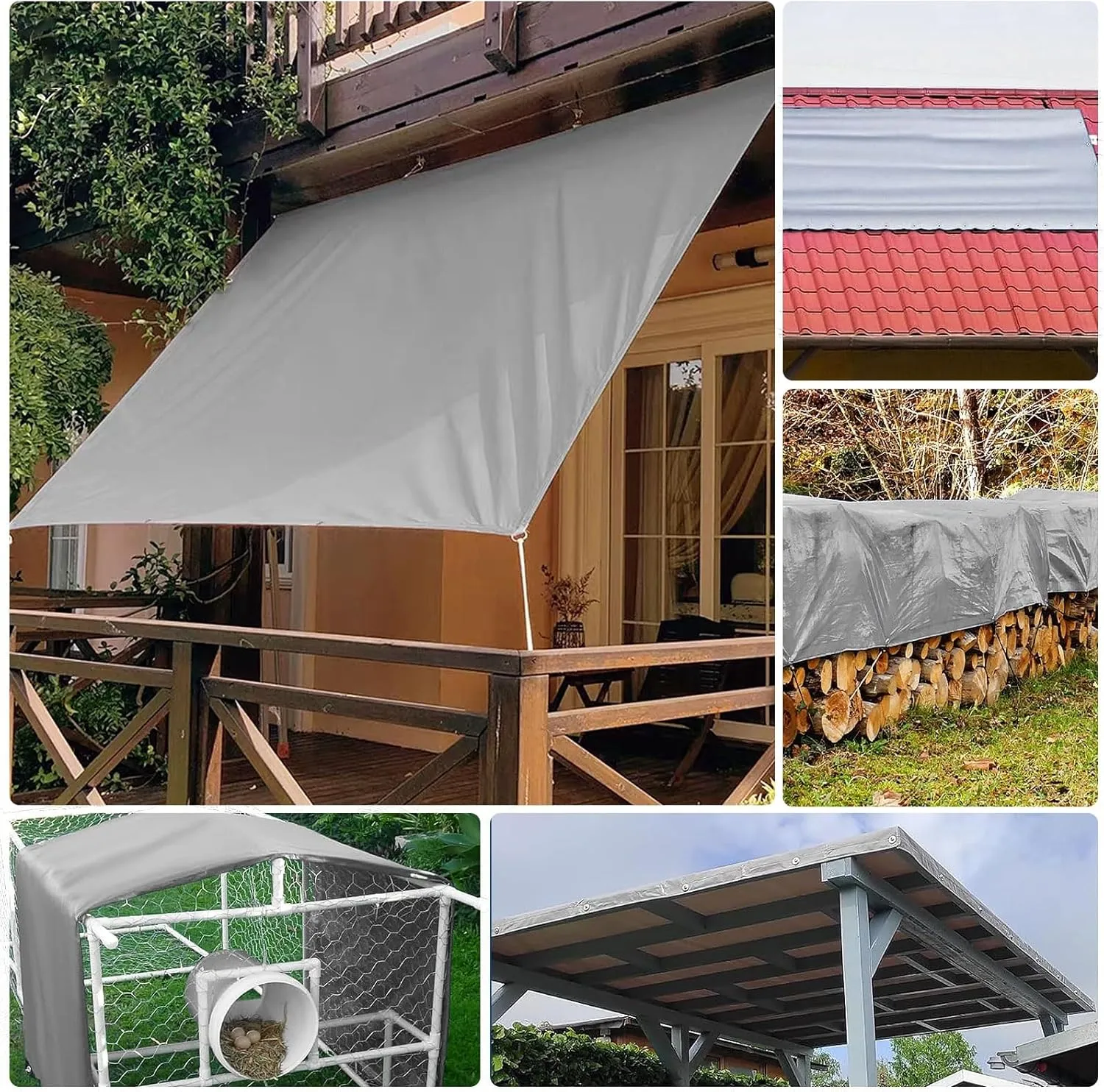 Small Multipurpose Cover, Grey Tarp Heavy Duty Double-Sided PVC Multi-Purpose Tarp Cover for Boat Log Store Roofing Sheets with Grommets and Reinforced Edges(1x300cm)