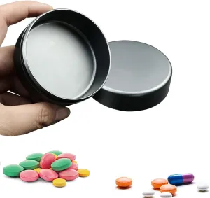 Small Round Metal Pill Box, Travel Pill Container Aluminum, Portable Pill Case Moisture Proof, Outdoor Pill Holder Medicine Organizer Container for Purse Handbag Pocket