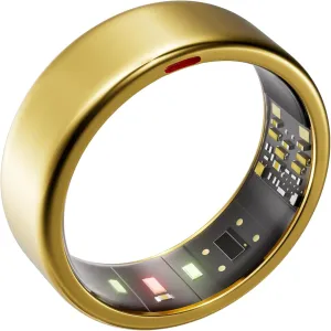 Smart Ring for Women Men- Sleep/Fitness/Stress/Heart Rate Tracker- Menstrual Records - 7 Days Battery Life - Wireless Charging - No APP Subscription - iOS & Android Compatible (Gold, Size 7)