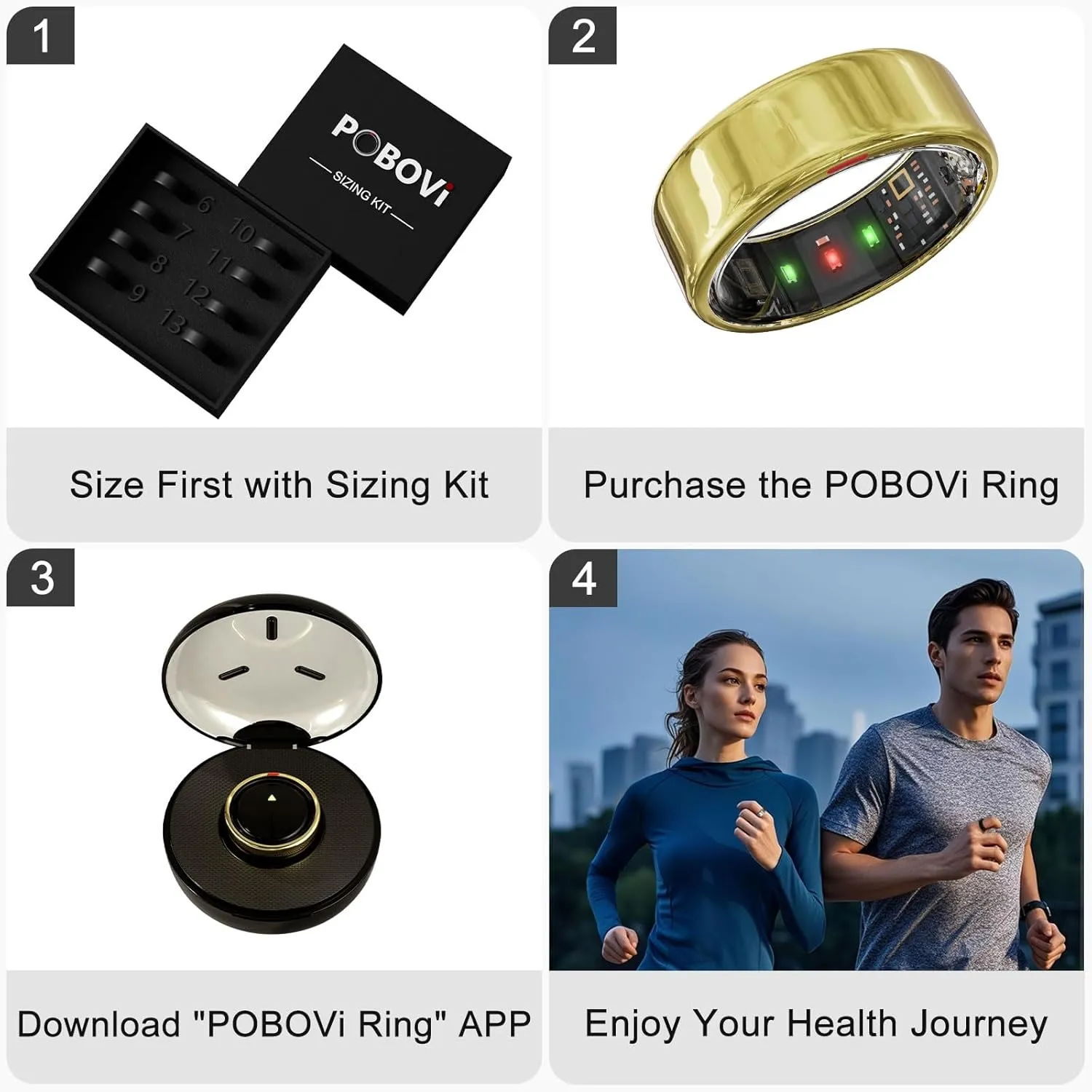 Smart Ring for Women Men- Sleep/Fitness/Stress/Heart Rate Tracker- Menstrual Records - 7 Days Battery Life - Wireless Charging - No APP Subscription - iOS & Android Compatible (Gold, Size 7)