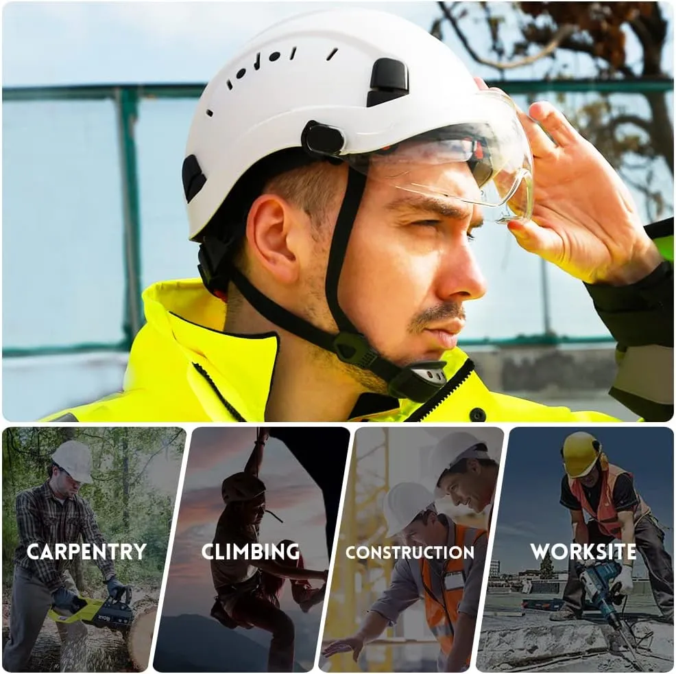 SMASYS Safety Hard Hat ABS Helmet Adjustable with Visor 6-Point Suspension Perfect for Construction and Climbing