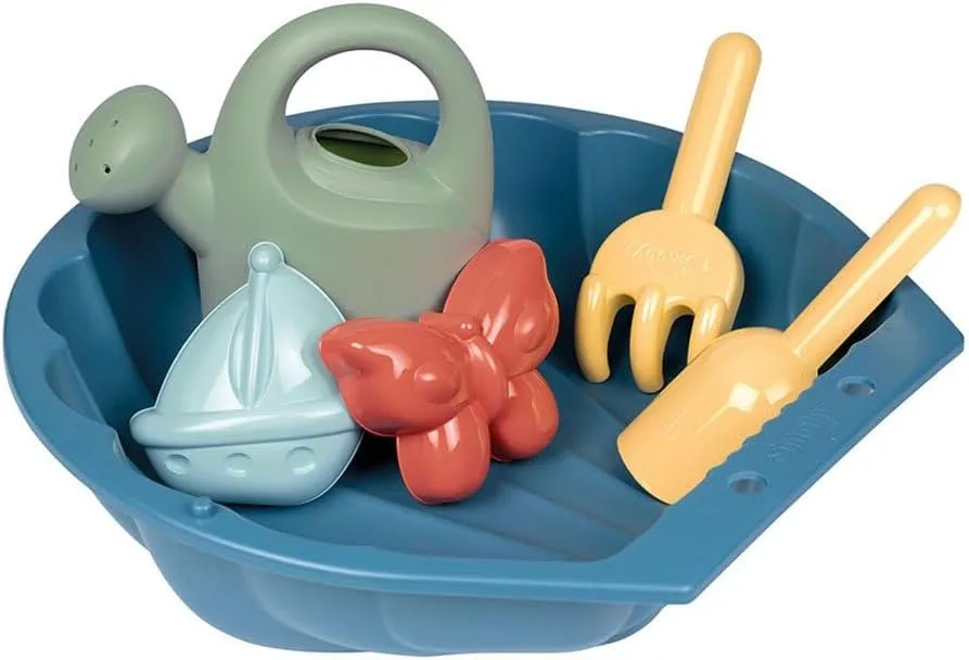 Smoby Life 850209 Mini Sandbox with Watering Can and Rake – Beach Game – Recycled Plastic – from 18 Months