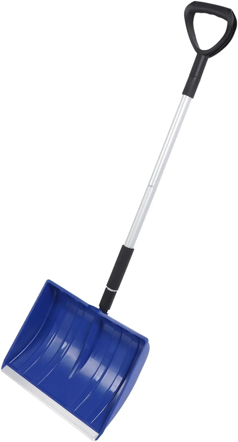 Snow Shovel, Multipurpose Compact Sturdy Structure Lightweight Adjustable Length Aluminum Portable Snow Shovel Large Capacity for Emergency for Garden (Blue)