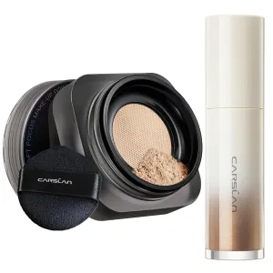 Soft Focus Makeup Powder Waterproof Oil Control Setting Powder N01 and 3D Liquid Highlighter 03, Face Cosmetics Kit, 2Pcs