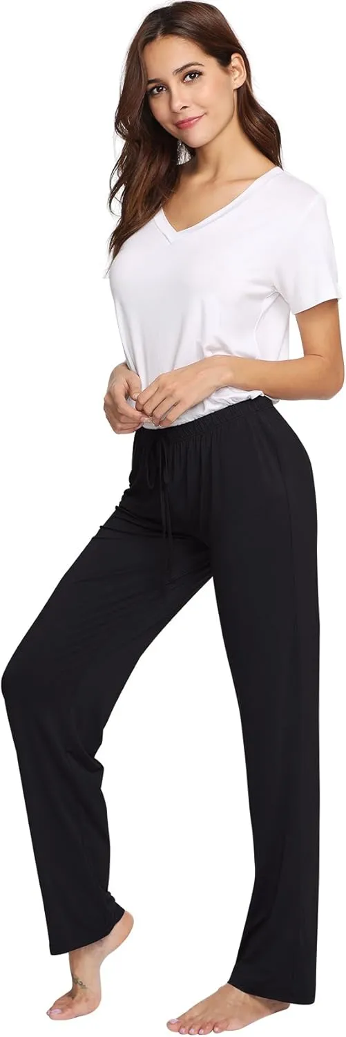 Soft Viscose Pajama Pants for Women, Comfy Lounge Sleep Pants Pj Bottoms Drawstring Sleepwear