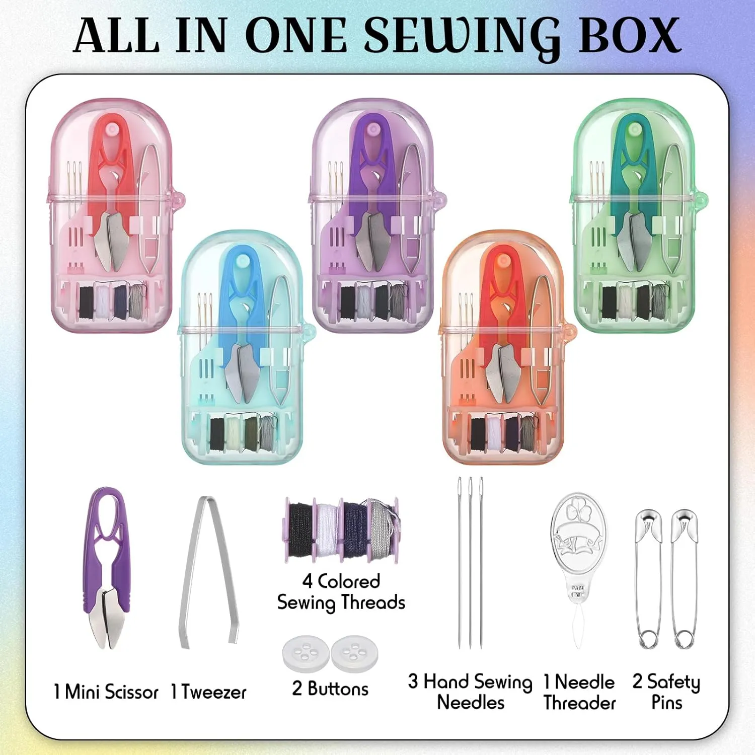 Solsew 20 Pieces Mini Travel Sewing Kit Bulk Portable Small Emergency Sewing Kit Mini Sewing Box for Traveler Hotel Charity Homeless Christmas Stocking Stuffer Gift