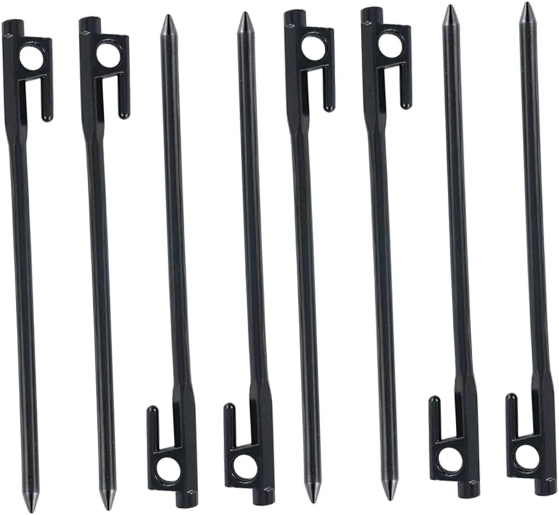 Sosoport 8pcs Cast Iron Tent Stakes for Ground Anchors Heavy Duty Tent Tarp Nails u Stakes Round Head Design for Secure Binding