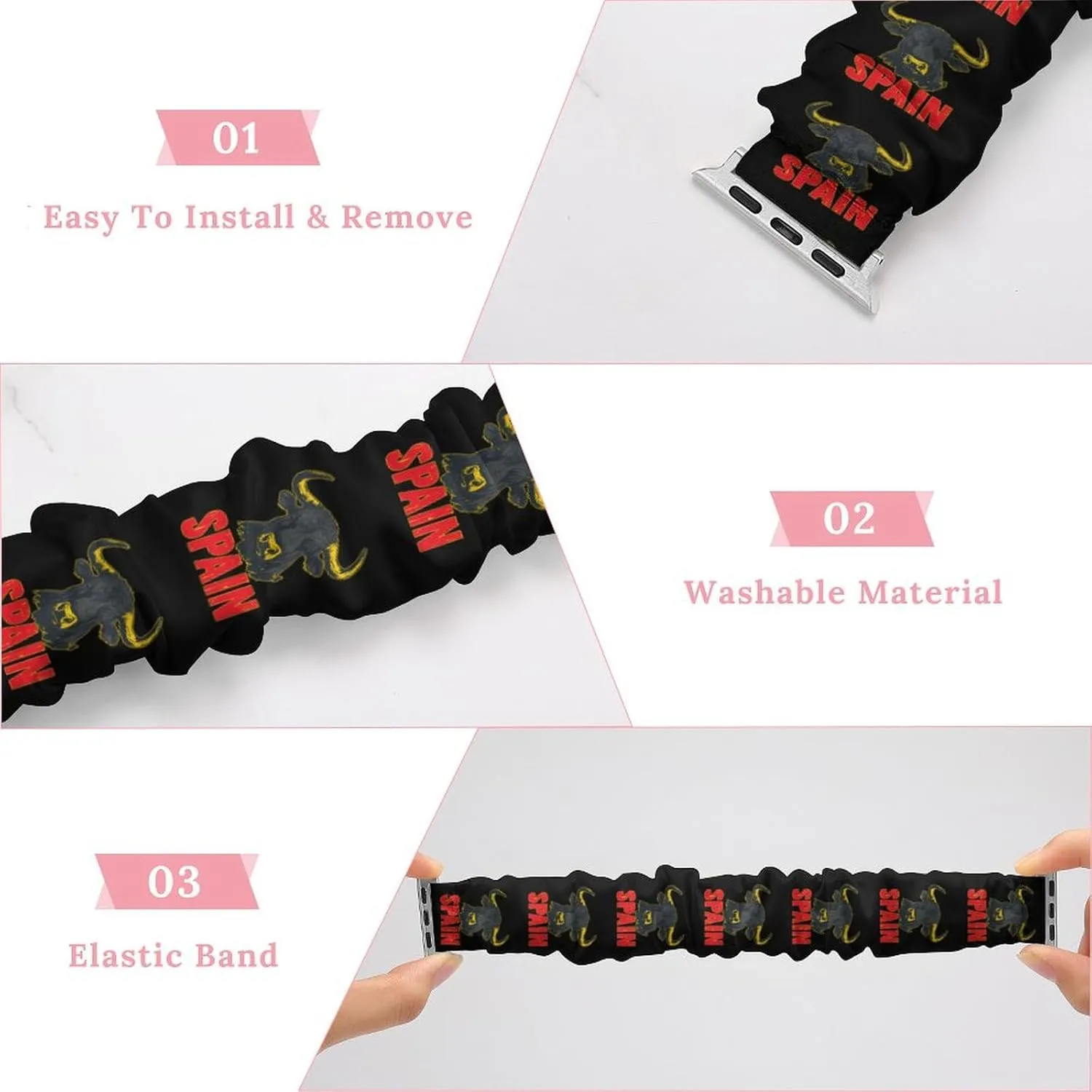 Spain Spanish Bull Fashion Watch Strap Scrunchies Wristbands Compatible With IWatch Series