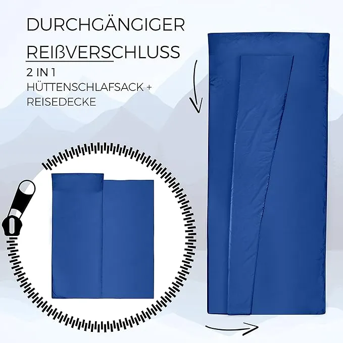 Sport 2-in-1 Sleeping Bag Liner and XL Sized Travel Sheet - Ultra Lightweight Sleep Liner Double Travel Bed Sheet - Inlett Inlay