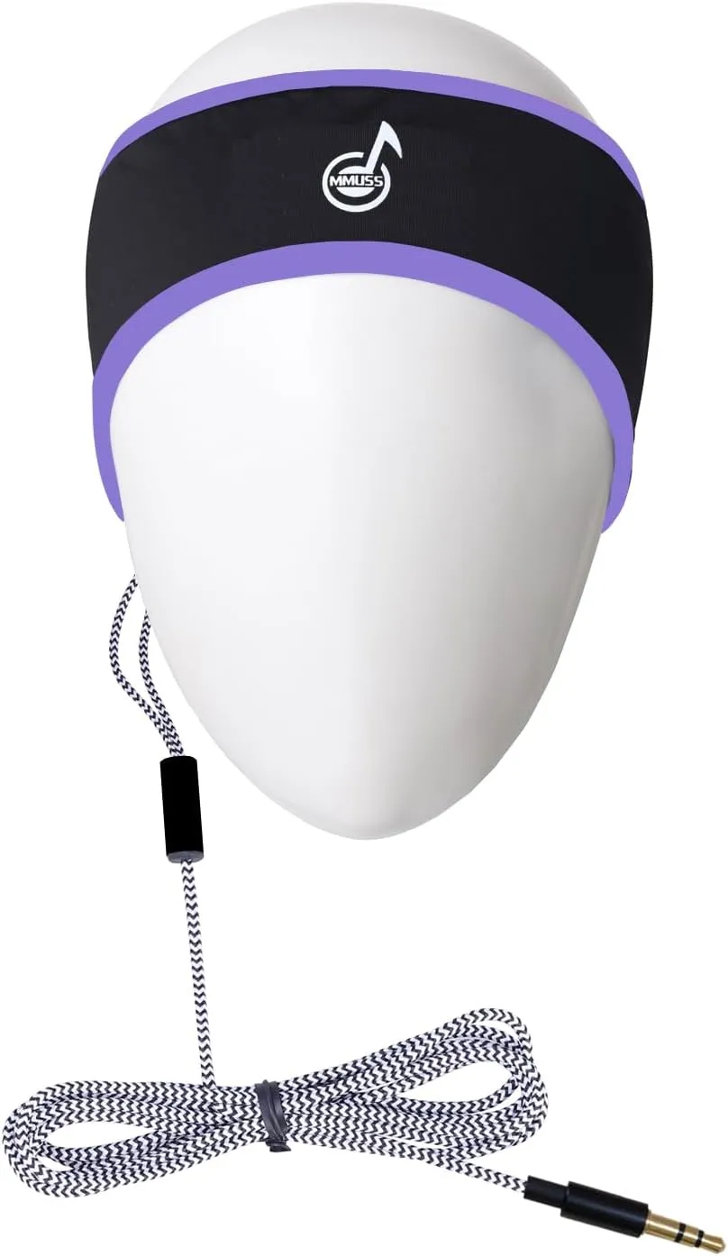 Sport Sleep Headphones Stereo with Headband with Ultra Thin Speakers.Perfect for Side Sleeper,Sports,Air Travel,Meditation and Relaxation (Purple1 3.5mm Jack)