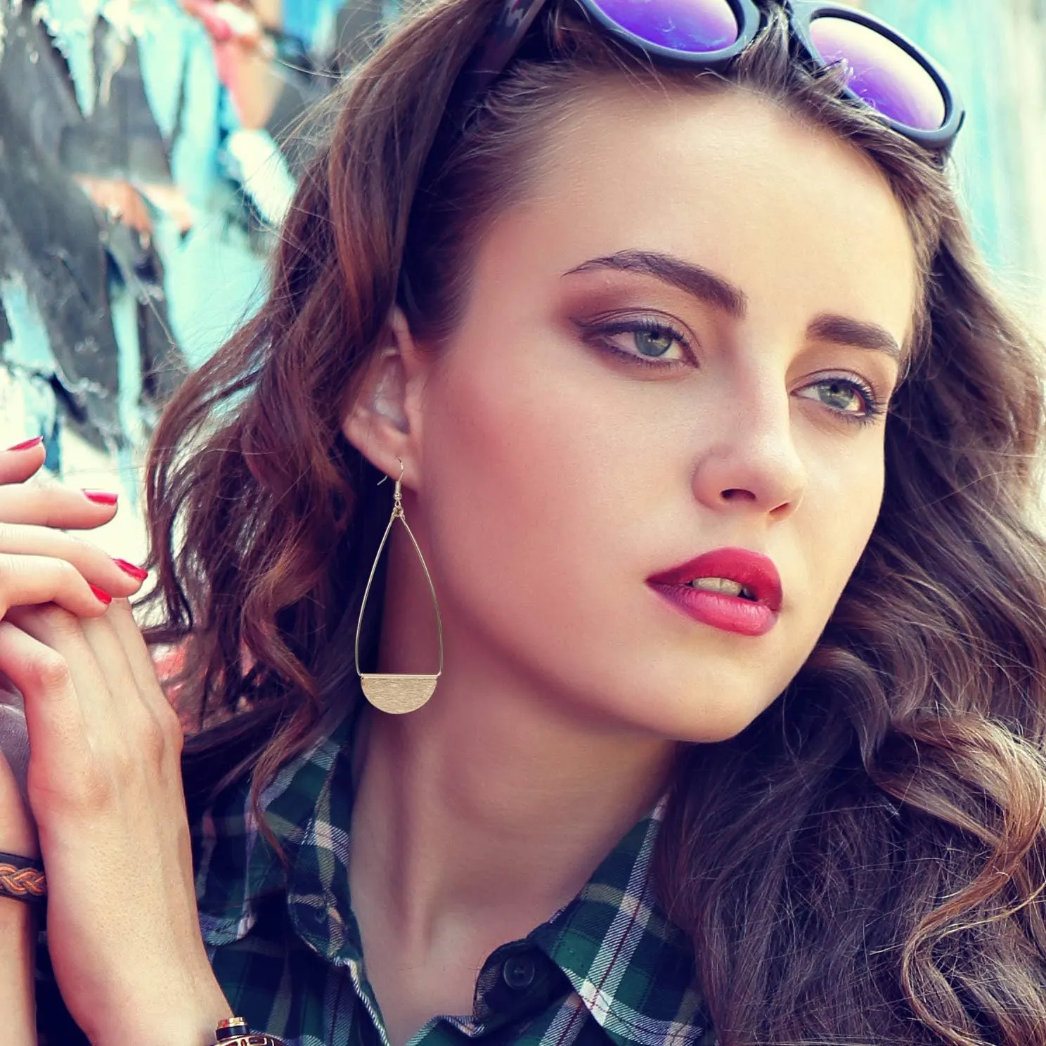 SPUNKYsoul Shield Paddle Earring Lightweight Statement Earrings | SPUNKYsoul Collection