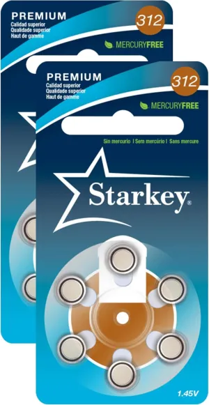 Starkey Size 312 Premium Hearing Aid Batteries 120 Pack - Mercury-Free - Zinc Air Technology - Made in USA - Plus Keychain Battery Case …