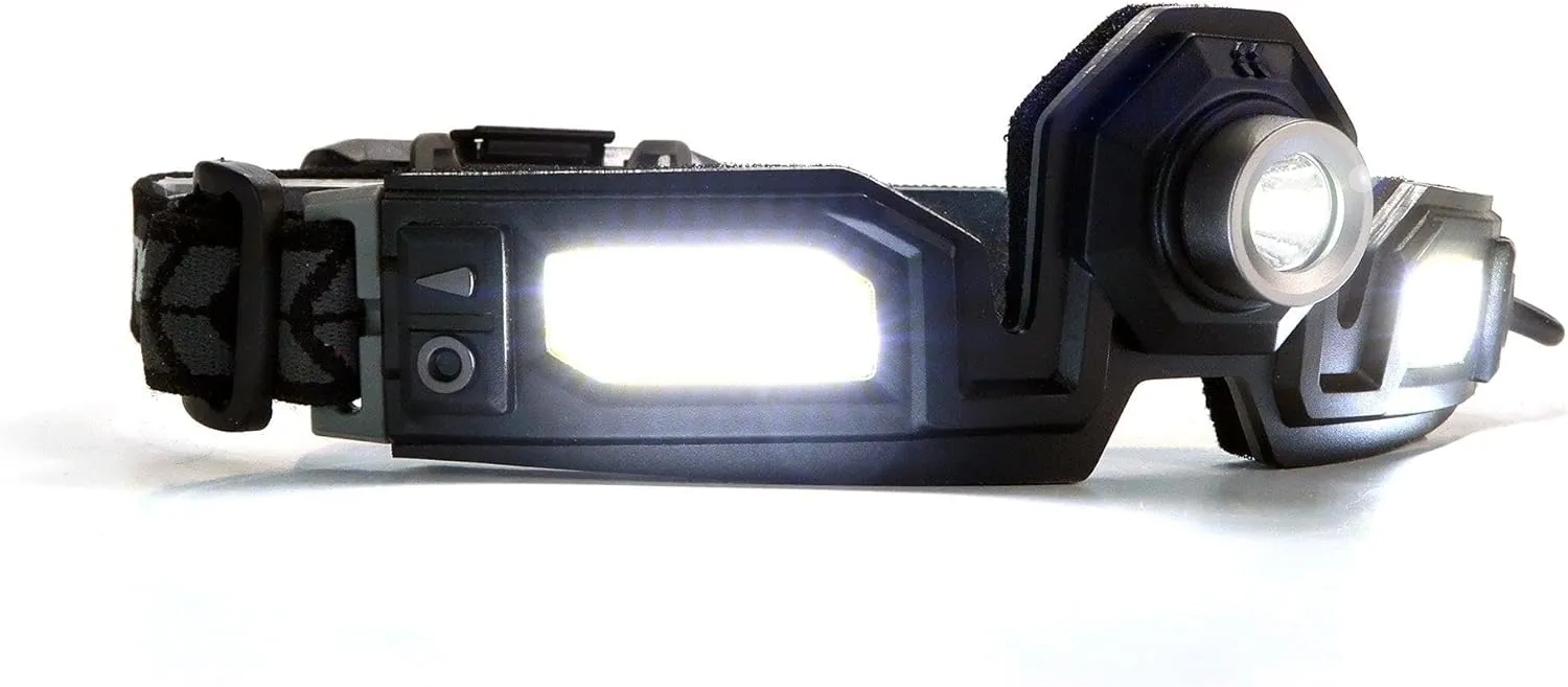 STKR Concepts FLEXIT Headlamp PRO 6.5-650 lumens- Low Profile, Comfort fit Design with 240-degree Halo Lighting, Black, one Size fits All