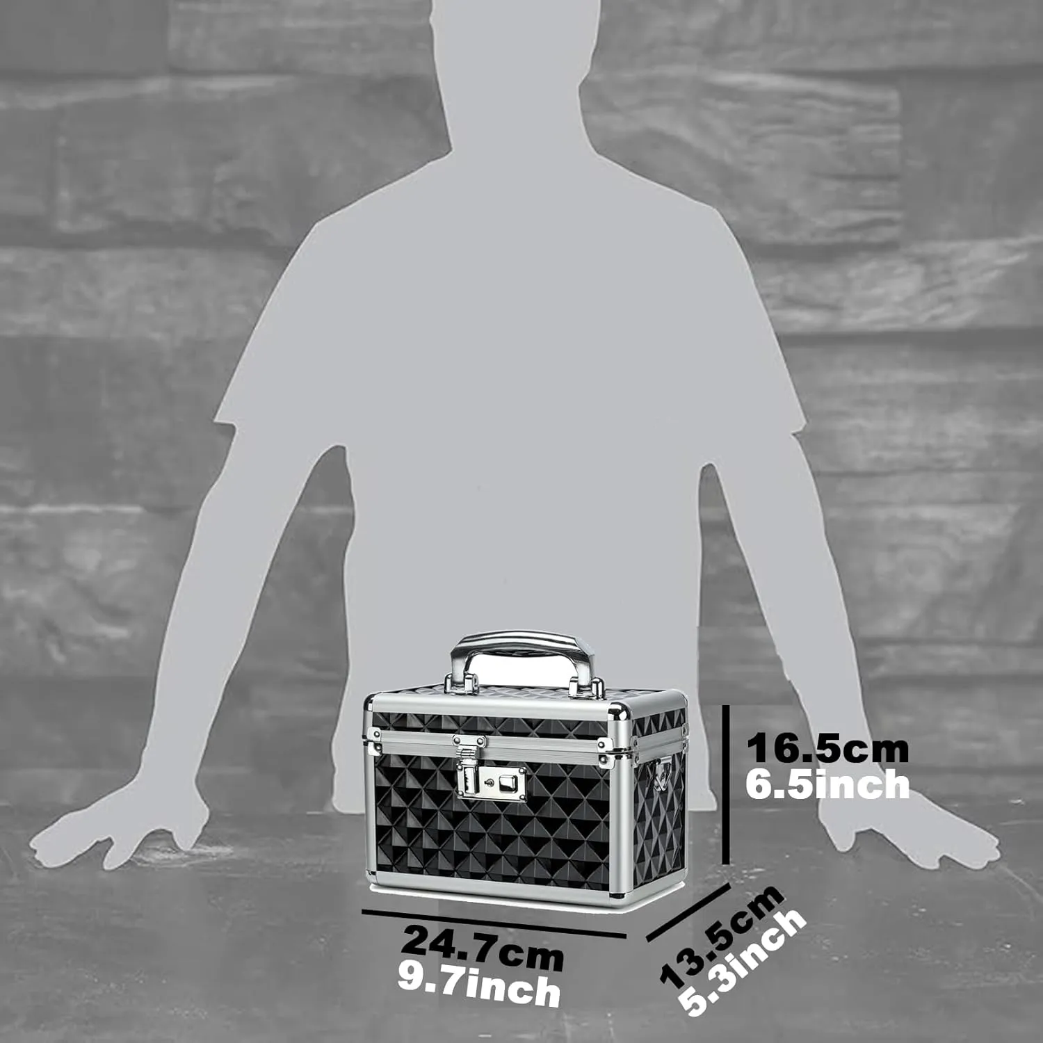 Storage Box with Key Lock, Lockable Medicine Storage Box, Empty First Aid Box, Security Lock Box, Multipurpose Locking Box for Home and Outdoor Use (Black, Small)