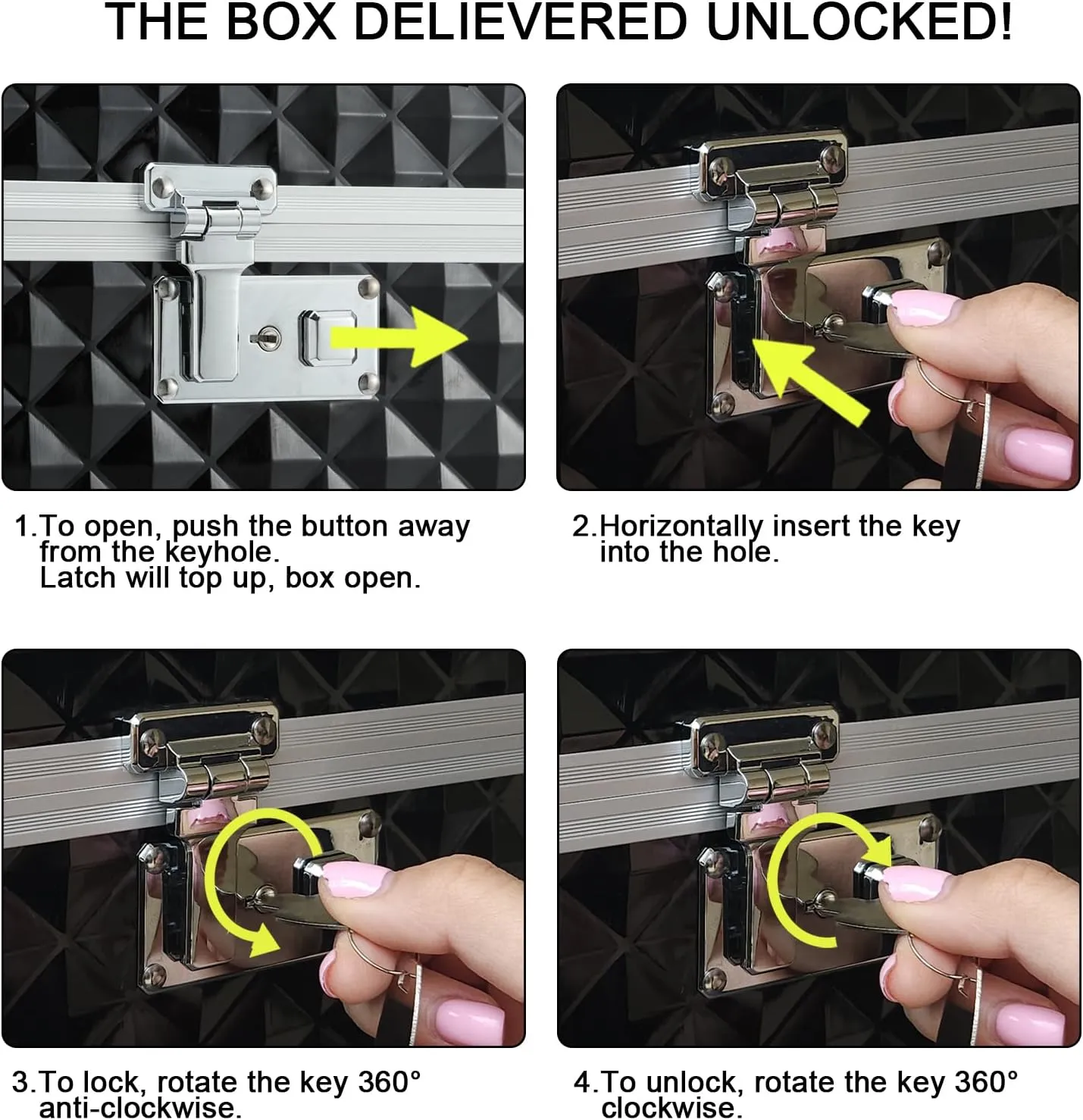 Storage Box with Key Lock, Lockable Medicine Storage Box, Empty First Aid Box, Security Lock Box, Multipurpose Locking Box for Home and Outdoor Use (Black, Small)