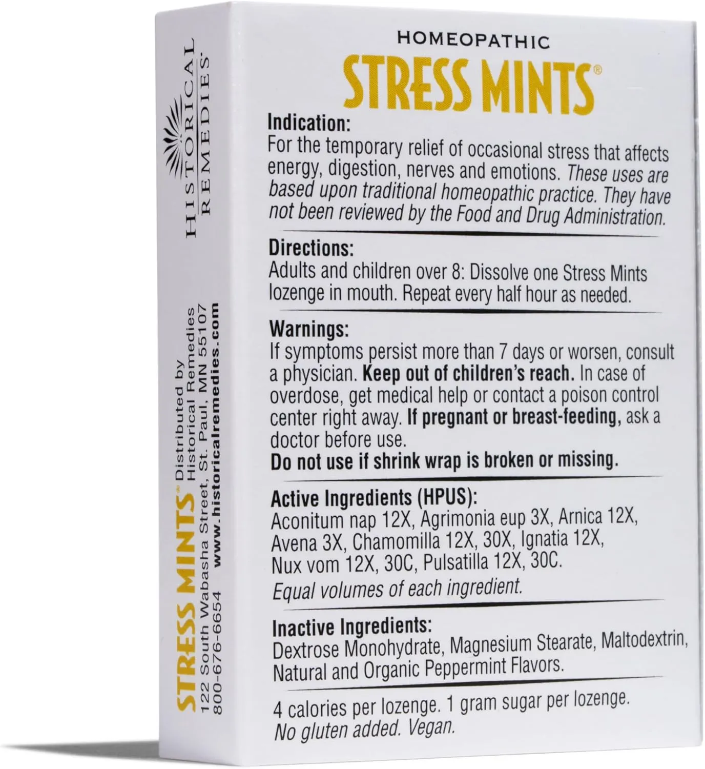 Stress Mints (12 Pack) | Homeopathic Lozenges to Aid Stress & Digestion, Organic Peppermint Flavor, Vegan & Gluten-Free, Non-Habit Forming