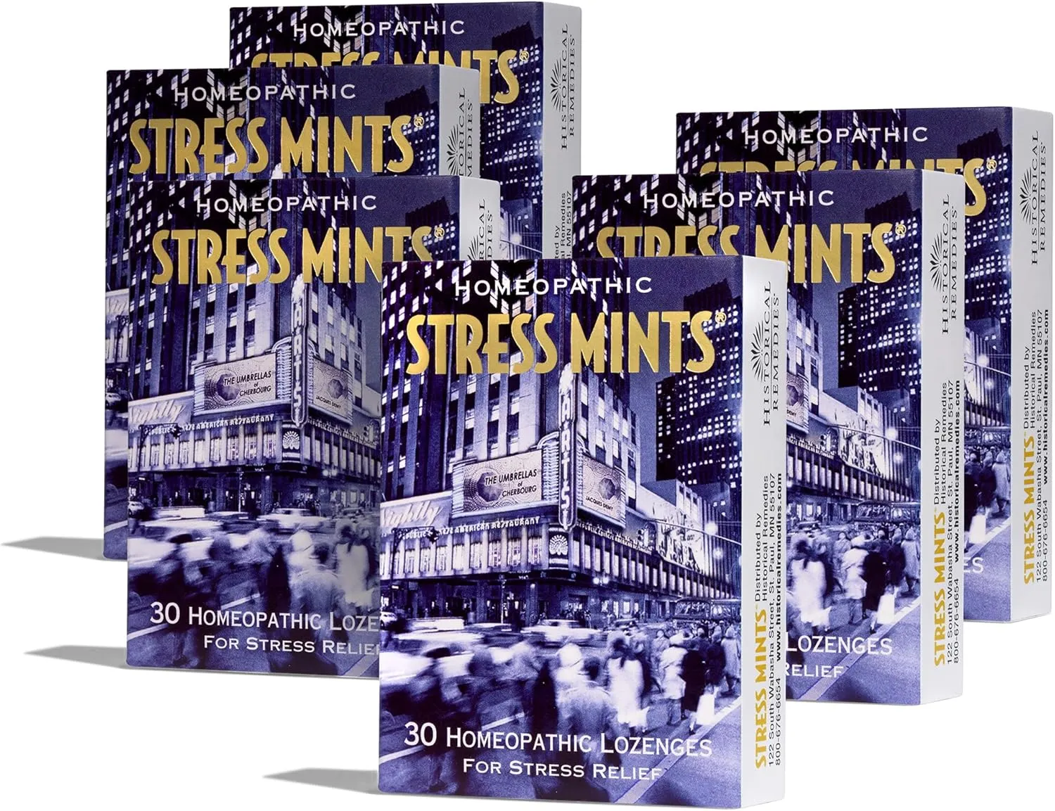 Stress Mints (6 Pack) | Homeopathic Lozenges to Aid Stress & Digestion, Organic Peppermint Flavor, Vegan & Gluten-Free, Non-Habit Forming