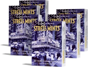 Stress Mints (6 Pack) | Homeopathic Lozenges to Aid Stress & Digestion, Organic Peppermint Flavor, Vegan & Gluten-Free, Non-Habit Forming