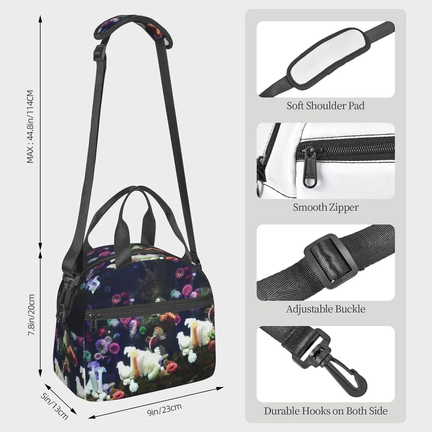 Submarine Lake Lunch Bag Hand Tote Crossbody Insulated Lunch Bag Large Portable Lunch Box