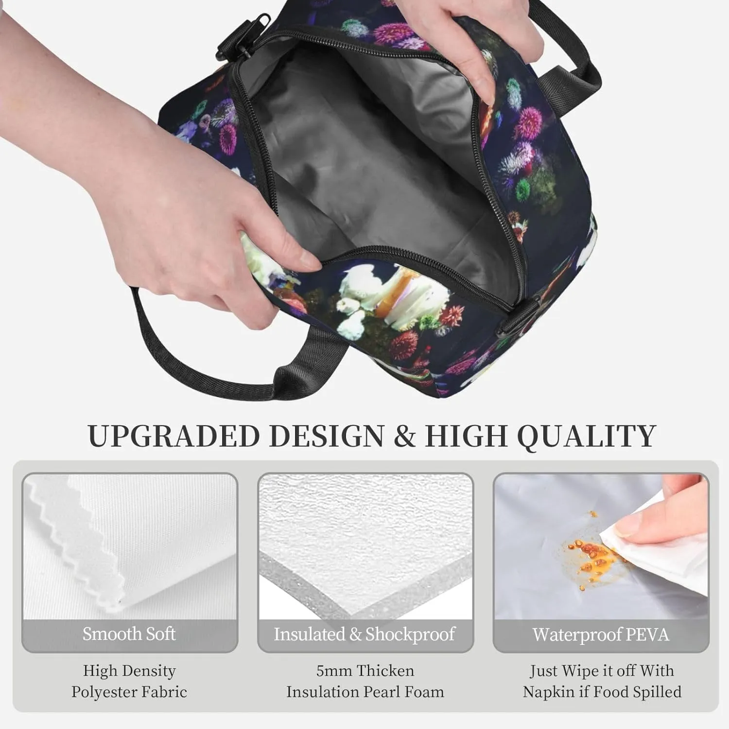 Submarine Lake Lunch Bag Hand Tote Crossbody Insulated Lunch Bag Large Portable Lunch Box