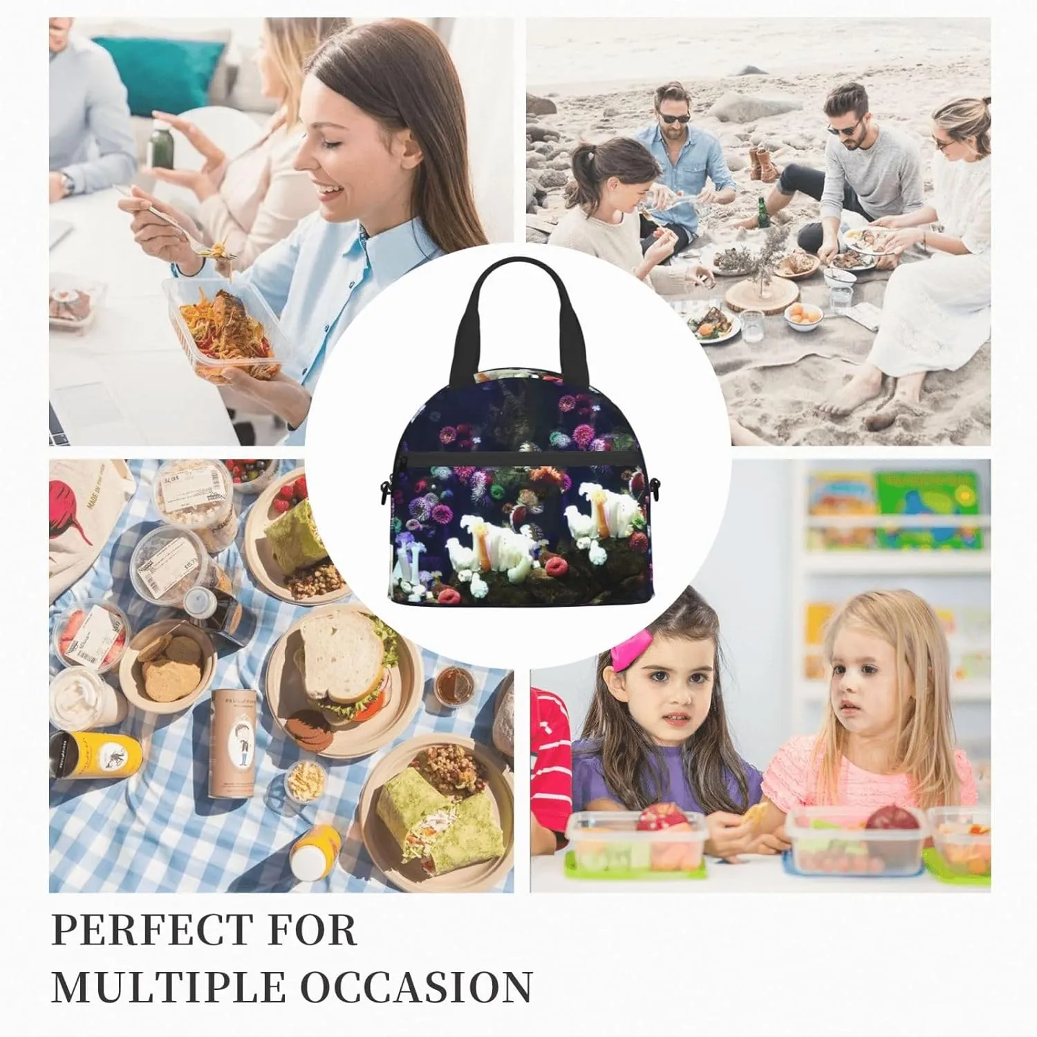 Submarine Lake Lunch Bag Hand Tote Crossbody Insulated Lunch Bag Large Portable Lunch Box