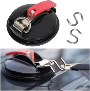 Suction Cup Anchor Tie Down Hooks for Camping Tarp Car Awning, Heavy Duty Outdoor Gear with S-Hooks and Carabiner