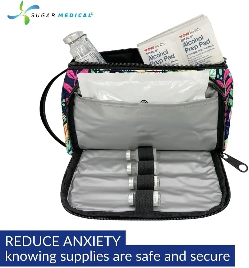 Sugar Medical IVF Supply Bag | IVF Gift | Store IVF Medications | Insulated Infertility Organizer | With Ice Pack (Blue Floral)
