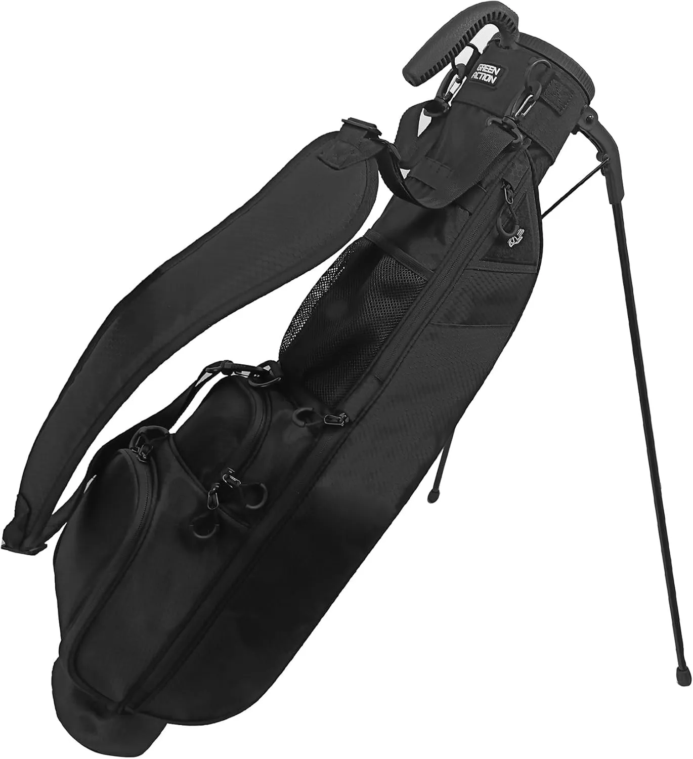 Sunday Golf Bag with 3-Point Strap & Stand – Lightweight Carry Bag with Cooler Pocket, Dual Valuables Pouches, Magnetic Tool Holder – Holds 5-6 Clubs for Par 3, Walking & Travel